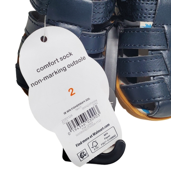 8NWT Wonder Nation Baby Boy Fisherman Sandal Navy Size 2 - Picture 9 of 11
